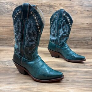 Justin Damiana Womens 6B Snip Toe Turquoise 10" Western Boho Coastal Boots L4302
